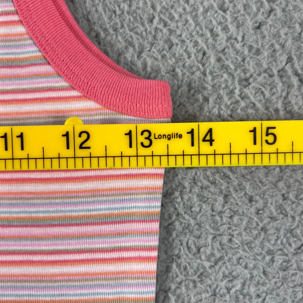 Lacoste Tank Top Women's US Size M (EU/6) Pink Striped Cotton Ribbed Scoop Neck - Picture 7 of 10